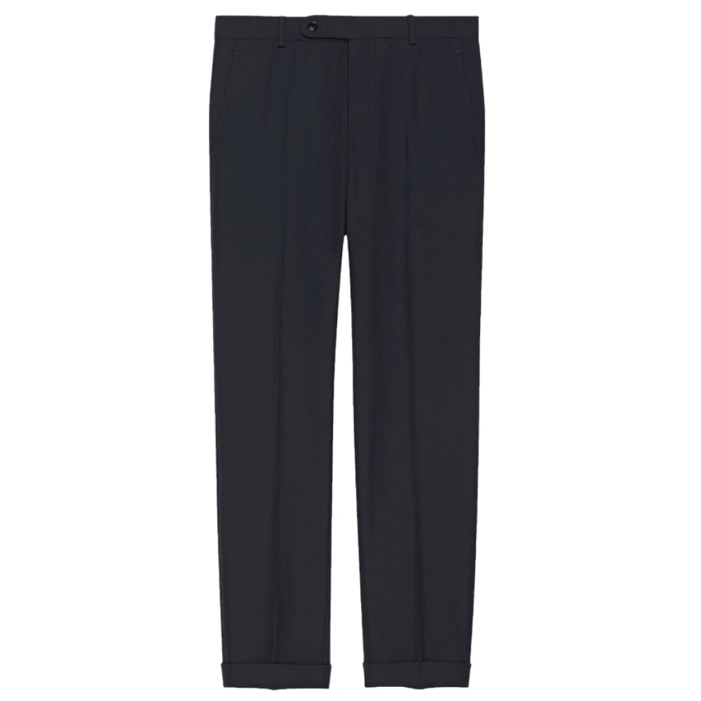 Gucci Marineblauwe wollen twill straight-leg broek Blue Heren