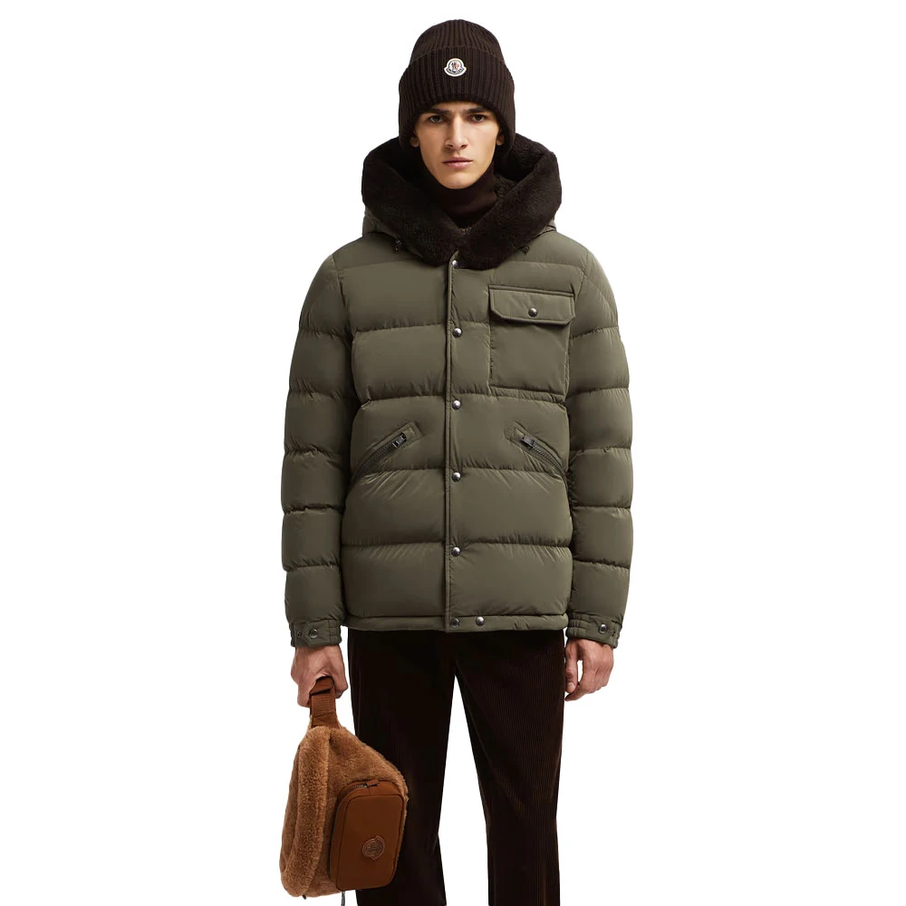 Moncler Groene Pufferjas met Teddy Capuchon Green Heren