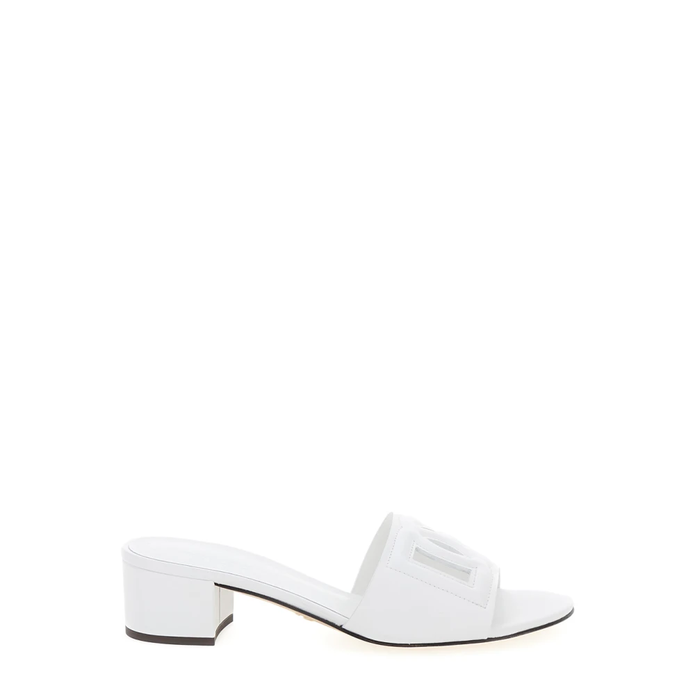 Dolce & Gabbana Women's White Heeled Mules, 6 Uk, Sandals