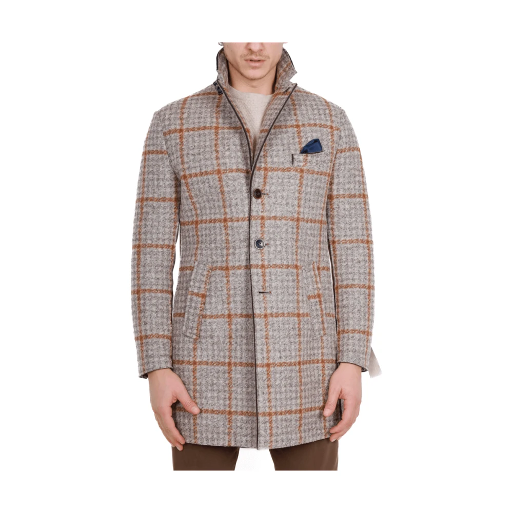 BOB Korte Geruite Beige Jas Multicolor Heren