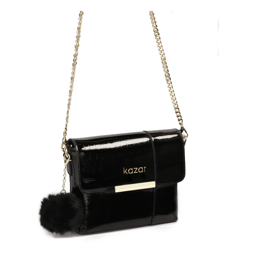 Kazar Kleine gelakte kettinghandtas Black Dames