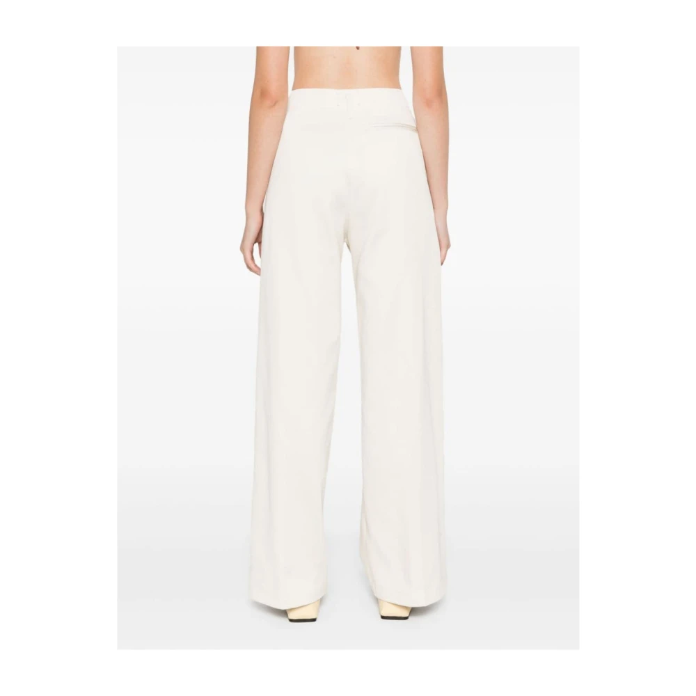 Forte Ivoor Katoenen Broek Recht Ontwerp Beige Dames