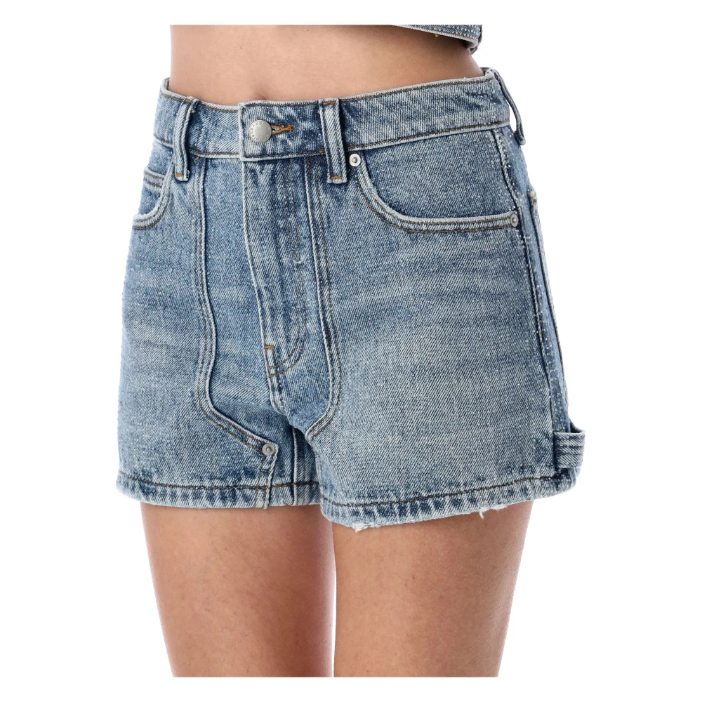 alexander wang Blauwe Denim High-Waist Werkkleding Shorts Blue Dames