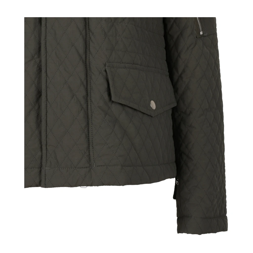 Burberry Gewatteerde jas met nepbont capuchon Green Dames