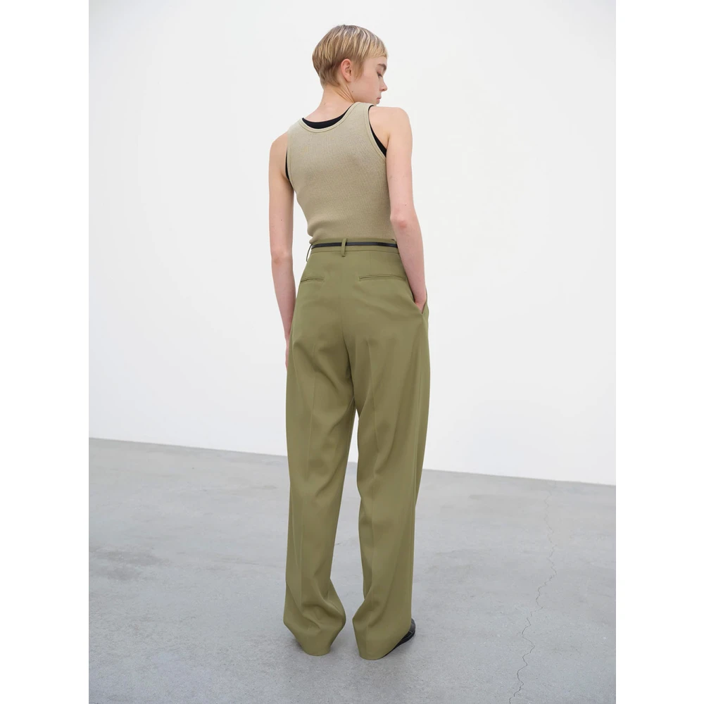 Auralee Khaki Wollen Broek met Rits Green Dames