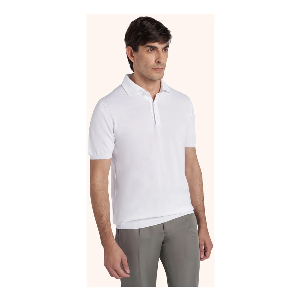 Kiton Zachte Katoenen Poloshirt White Heren