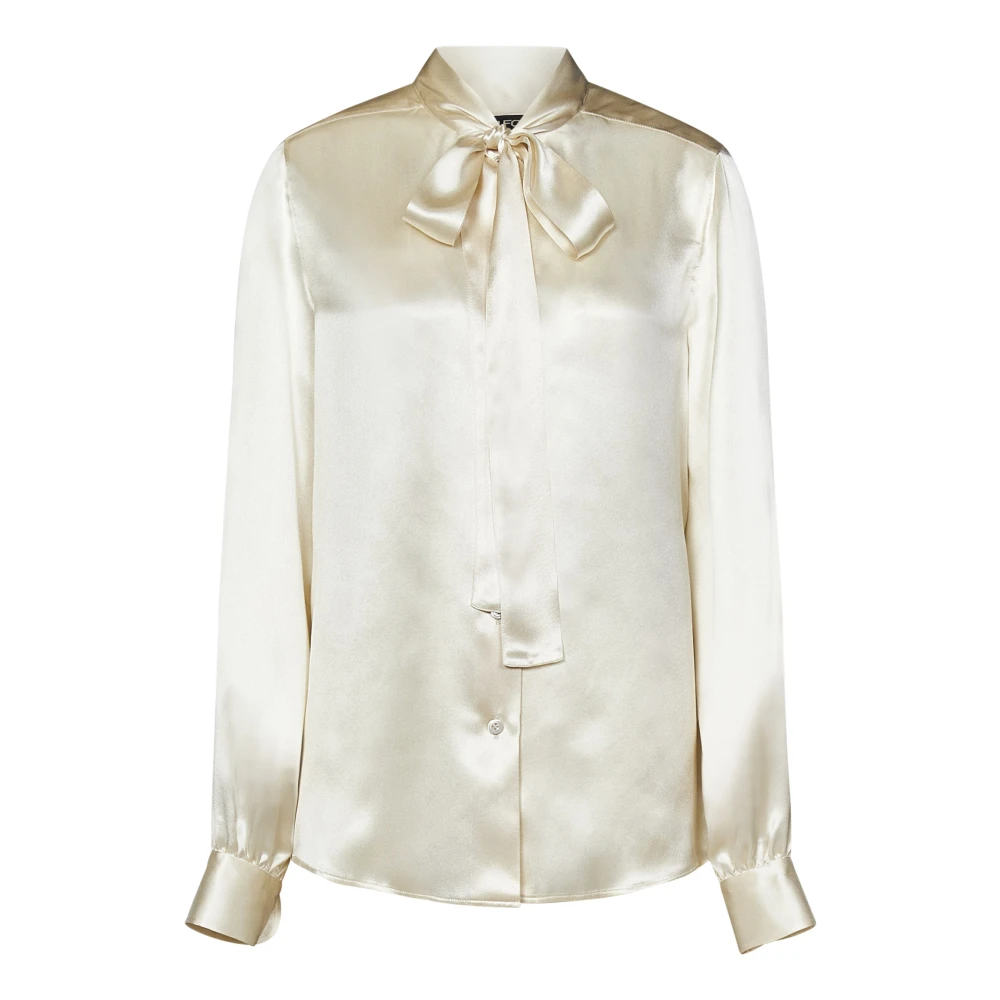 Tom Ford Zijden Witte Blouse met Lavallière Kraag White Dames