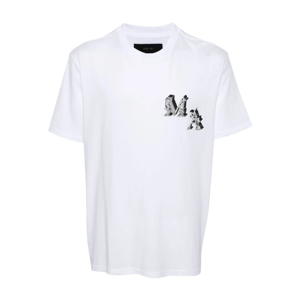 Amiri Witte Angel Zwart Logo T-shirt White Heren