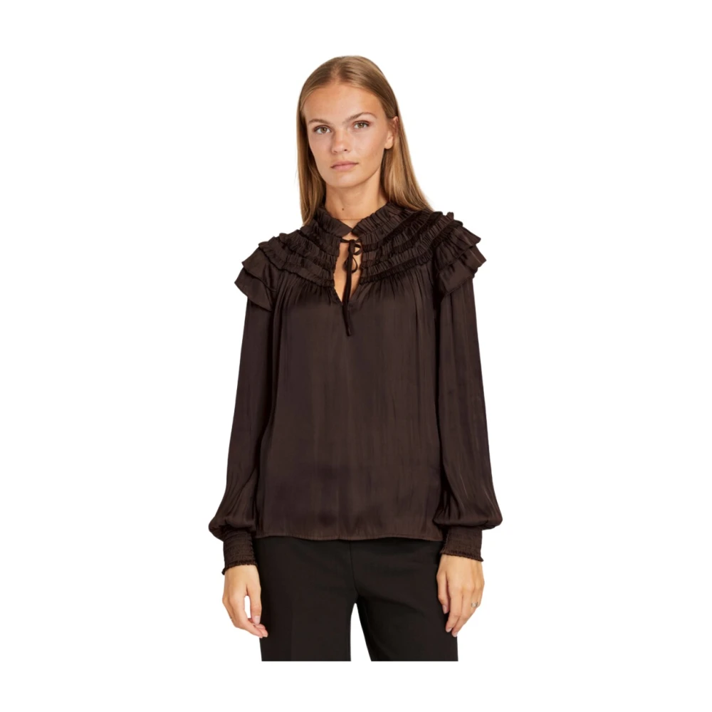 RUE de Femme Flori Blus med Härliga Detaljer Brown, Dam