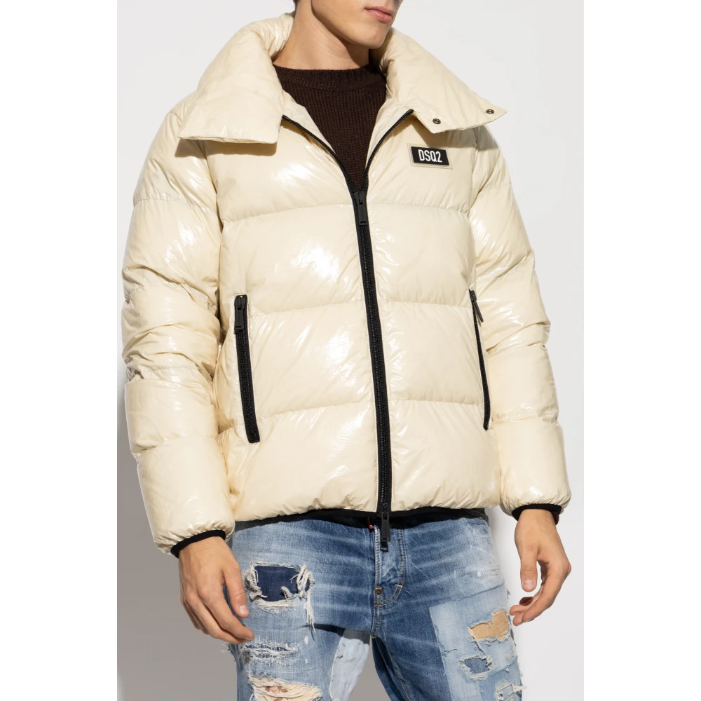 Dsquared2 Gewatteerde jas met opstaande kraag Beige Heren