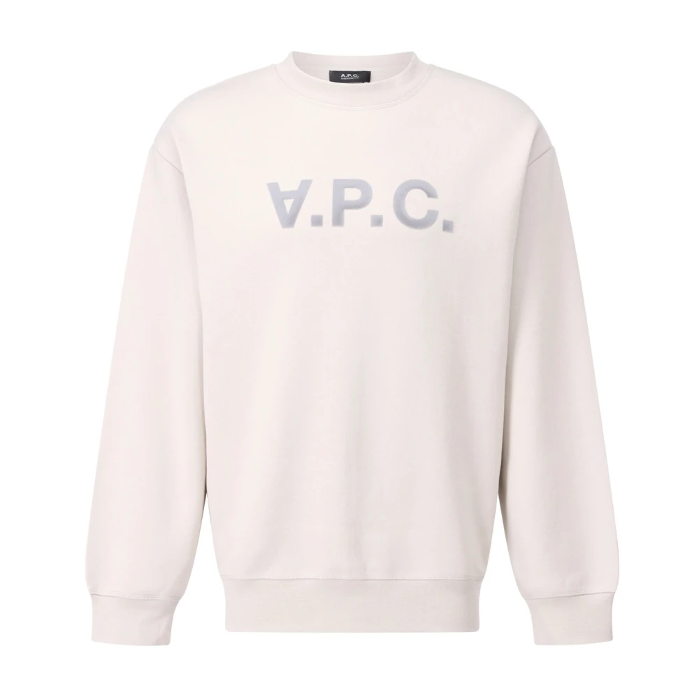 A.p.c. Men's Beige Logo Jumper With Comfort Fit - Sweatshirts - S - Sweatshirts & Hoodies