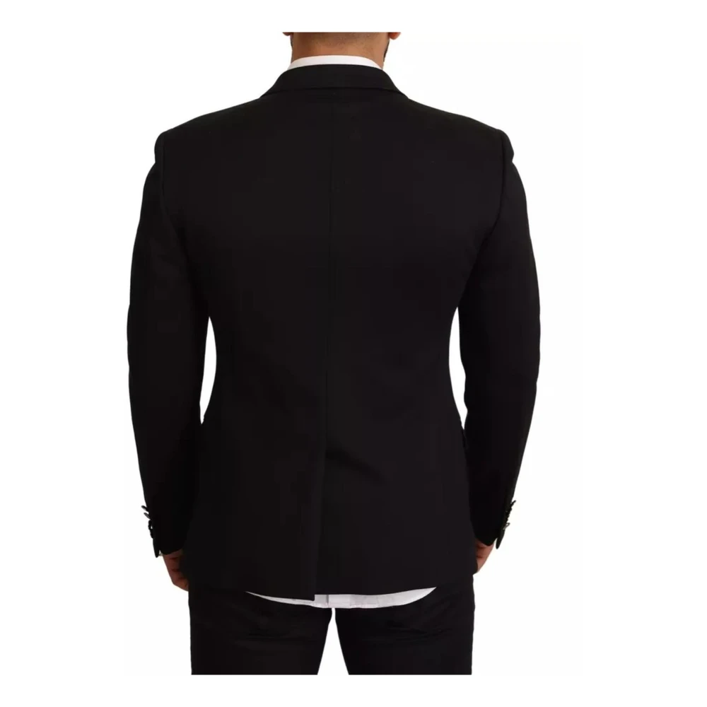 Dolce & Gabbana Zwarte Slim Fit Blazer Jas Black Heren