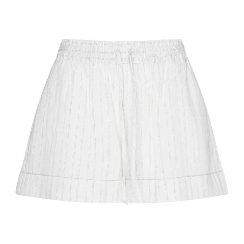 Twinset Witte Gestreepte Katoenen Linnen Shorts White Dames