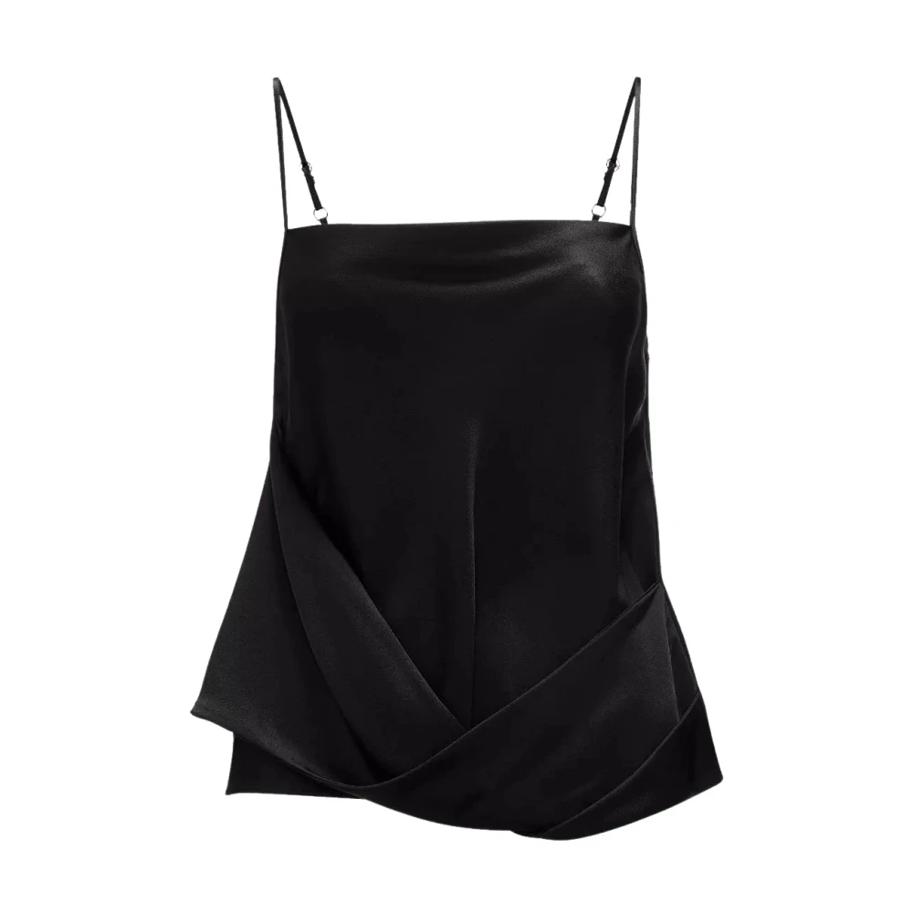 Jw Anderson Women's Black Sleeveless Tops, 2XS, Strappy Top With Cowl Neck