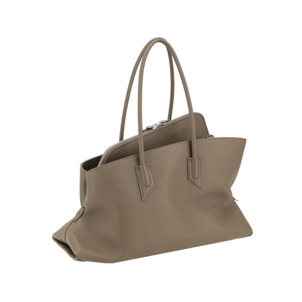 The Attico Elegante Leren Schoudertas met Monogram Beige Dames