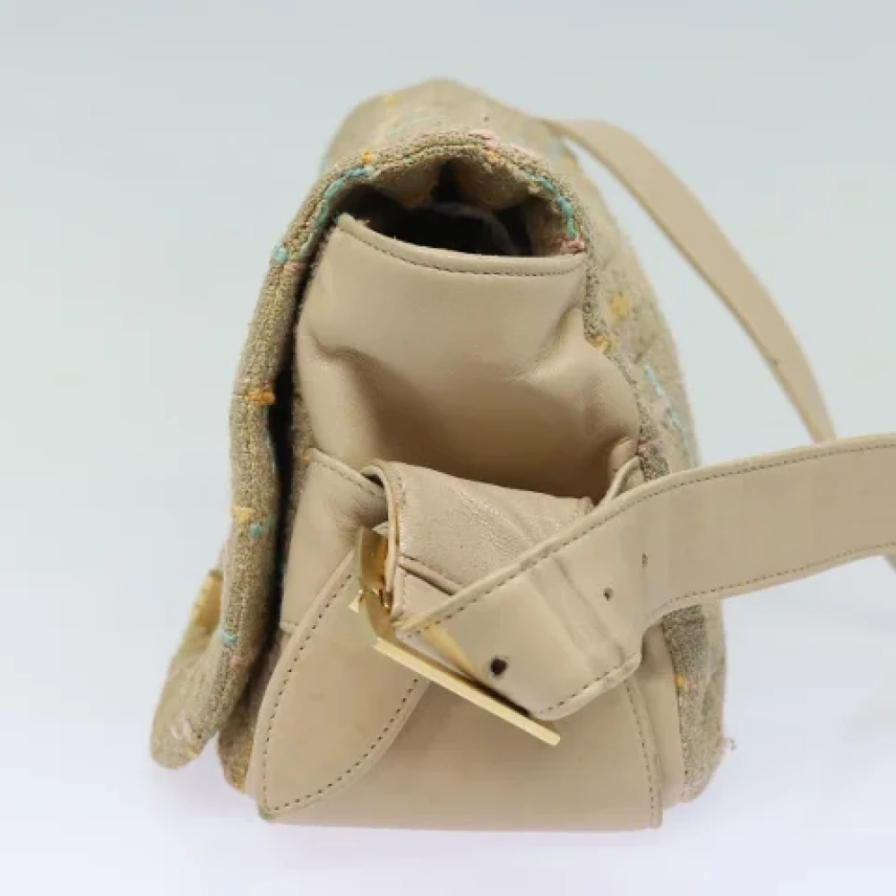 Chanel Vintage Pre-owned Wool chanel-bags Beige Dames