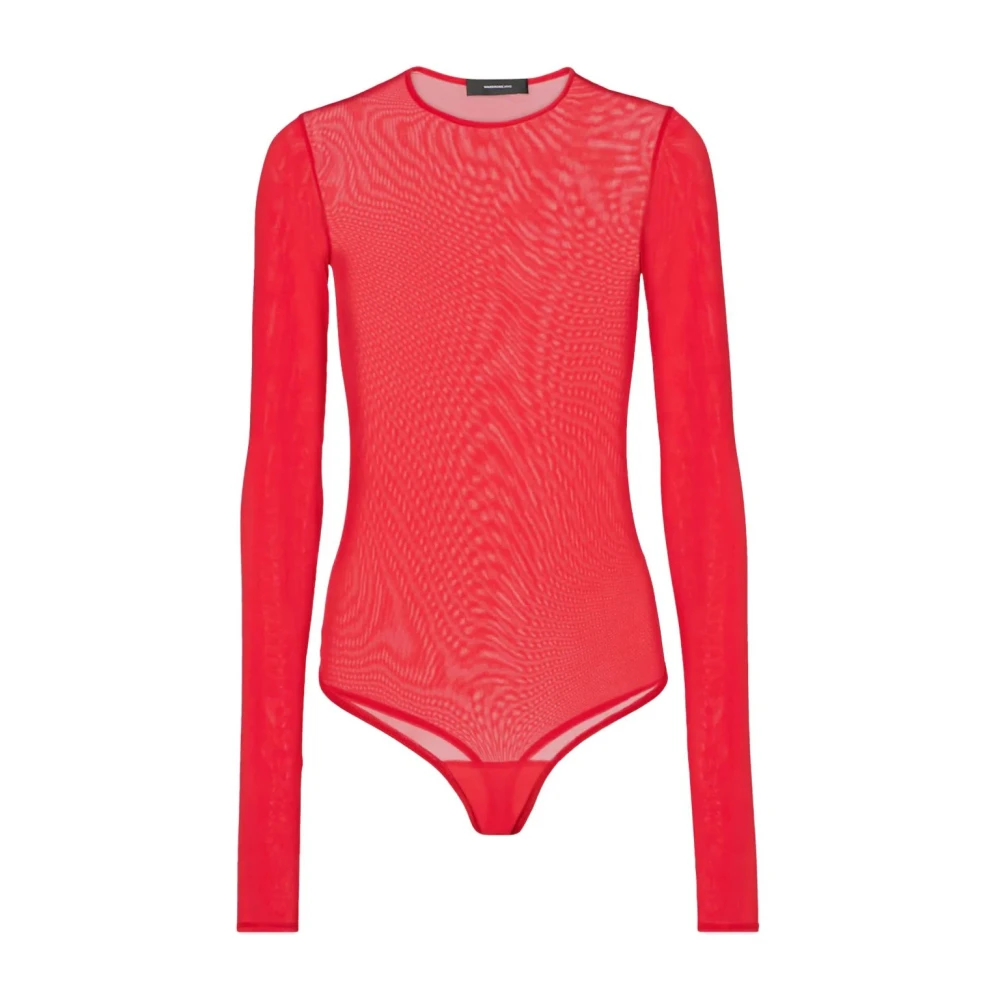 Wardrobe.nyc Doorschijnende Bodysuit Red Dames