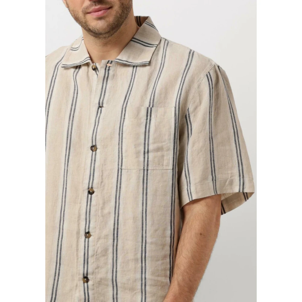 Dstrezzed Casual Gestreept Overhemd in Beige Heren