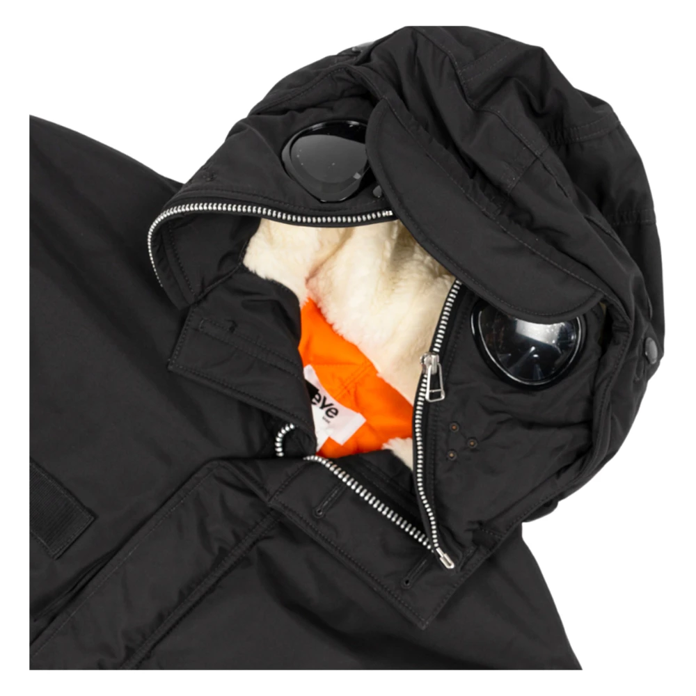 Junya Watanabe Zwarte Nylon Goggle Parka Jas Black Heren