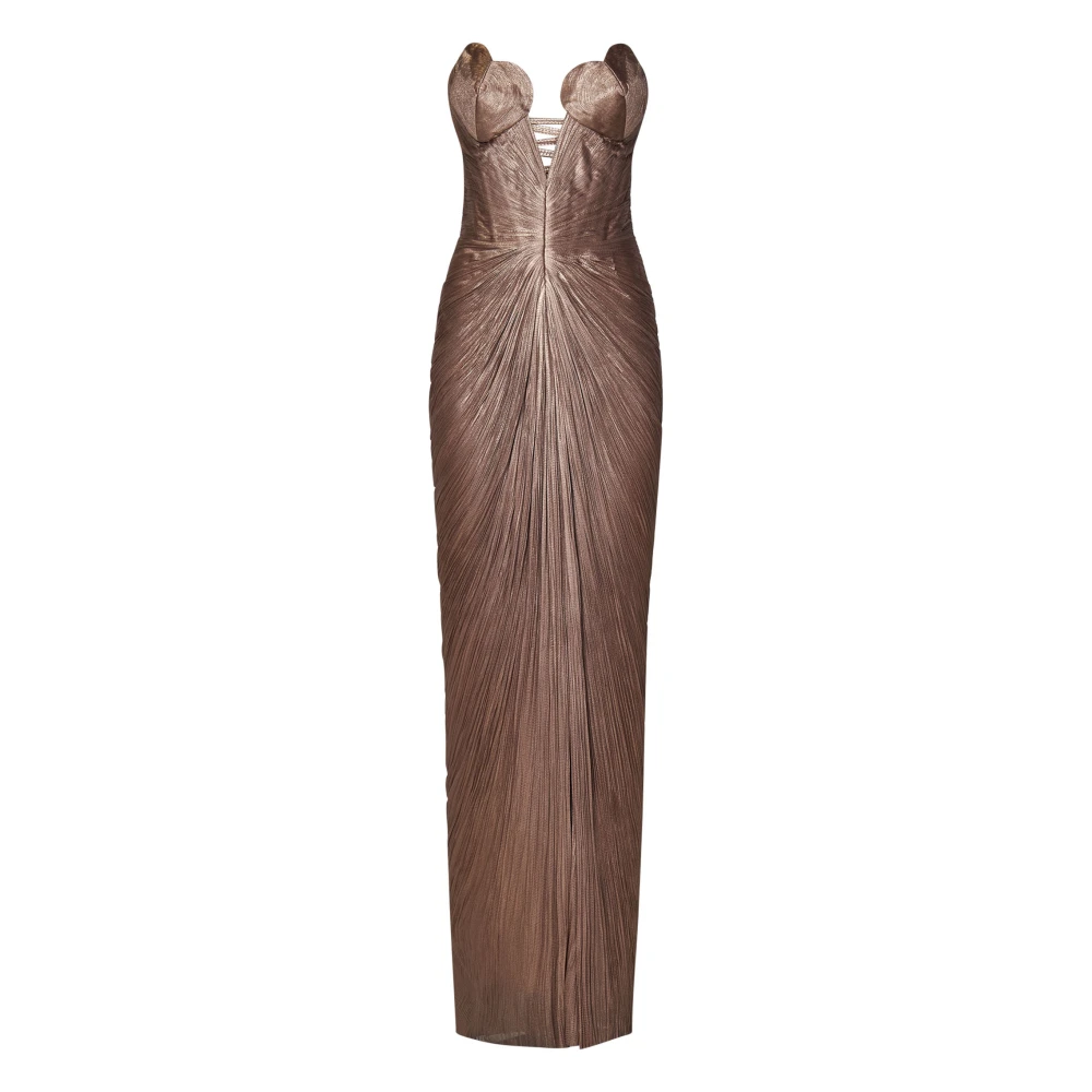 Maria Lucia Hohan Bronzen Zijden Jurk met Hartinzetten Brown Dames
