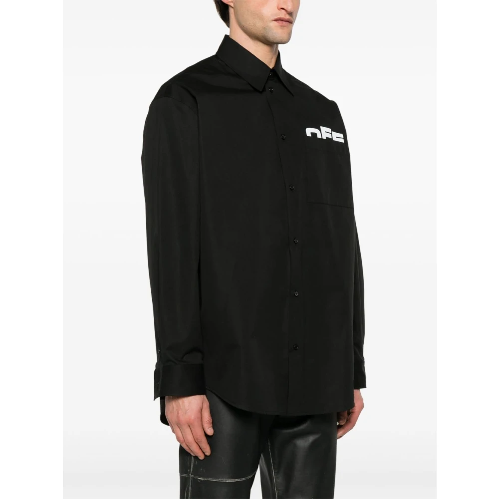 Off White Zwart en wit overhemd voor mannen Black Heren