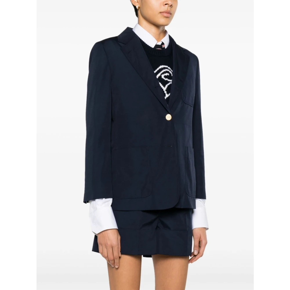 Thom Browne Blauwe RWB Gestreepte Blazer Jas Blue Dames