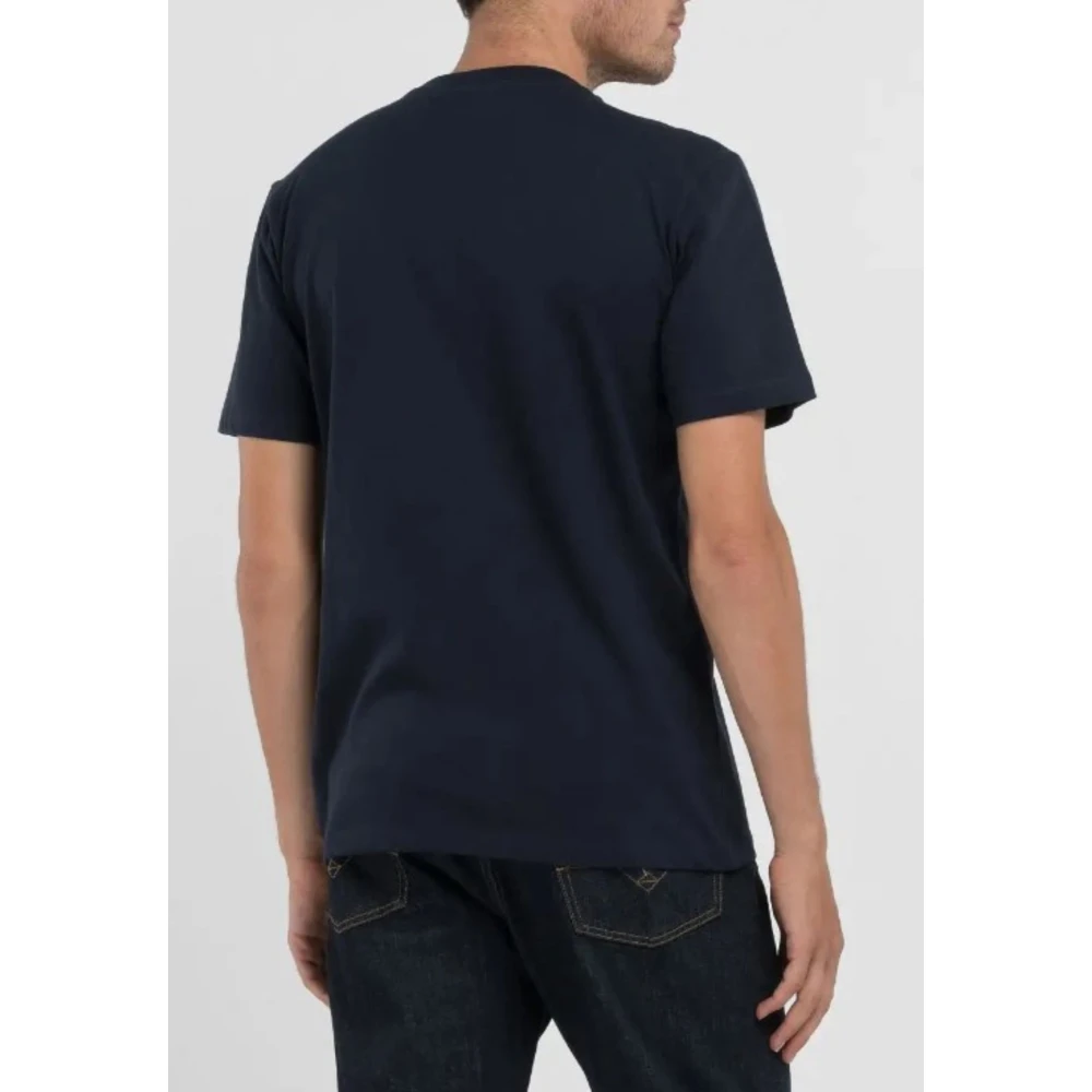 Replay Logo T-Shirt Blue Heren