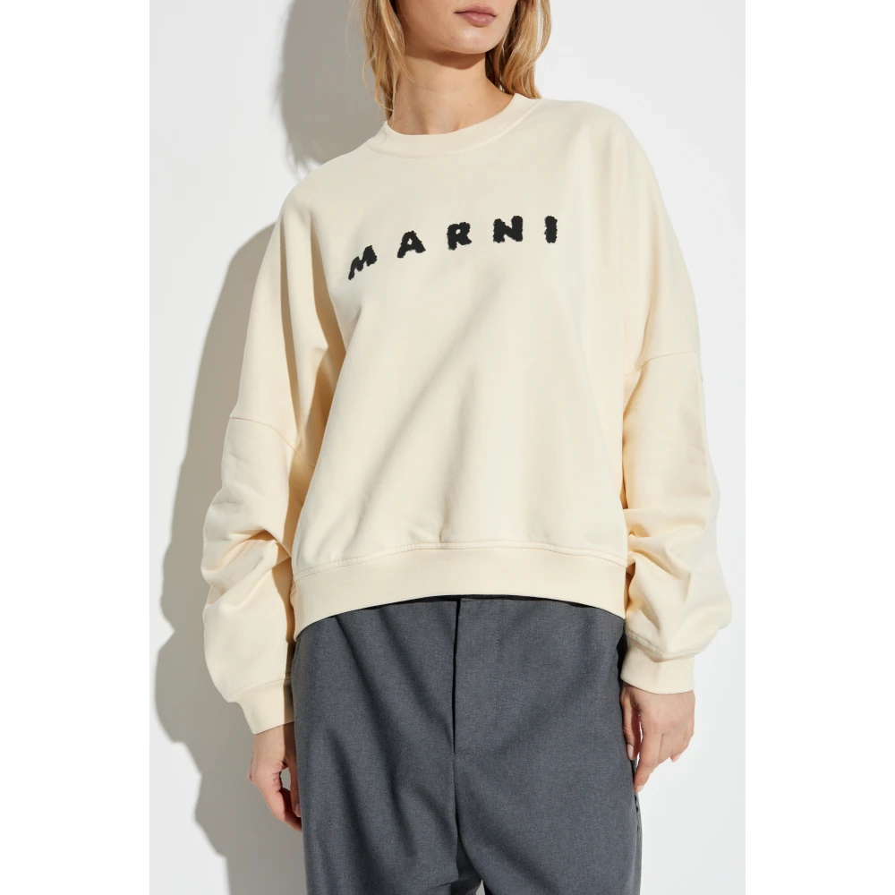 Marni Sweatshirt met logo Beige Dames