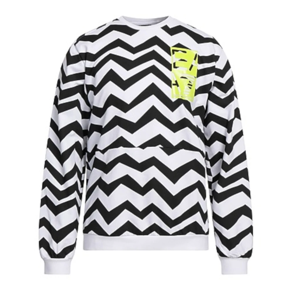 Emporio Armani EA7 Heren Wit en Zwart Logo Sweatshirt Black Heren