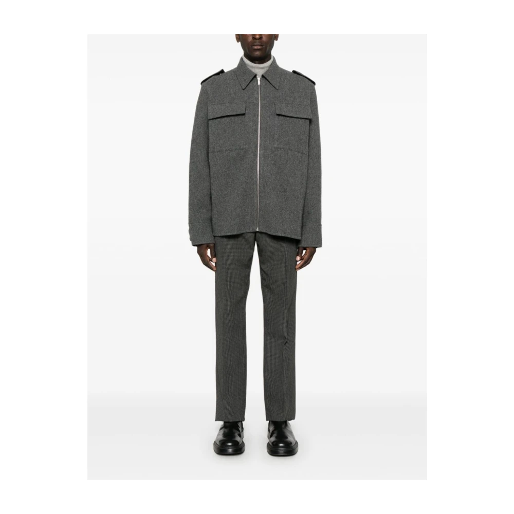 Jil Sander Flanellen Shirt Grijs Gray Heren