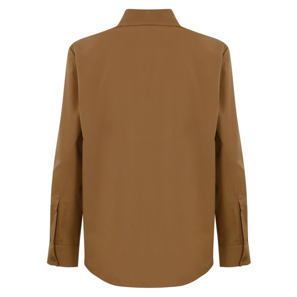 Max Mara Bruin Leren Overhemd Klassiek Katoen Brown Dames