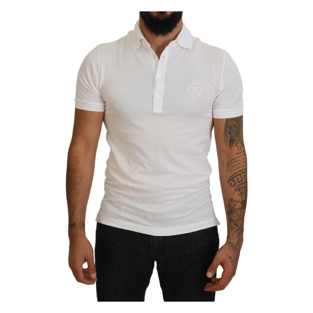 Dolce & Gabbana Men's White Cotton Logo Polo T-Shirt