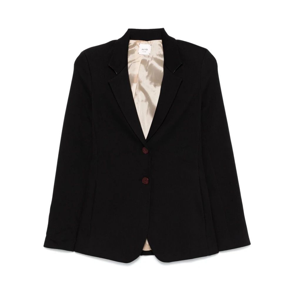 Alysi Zwarte Katoenmix Twill Blazer Black Dames