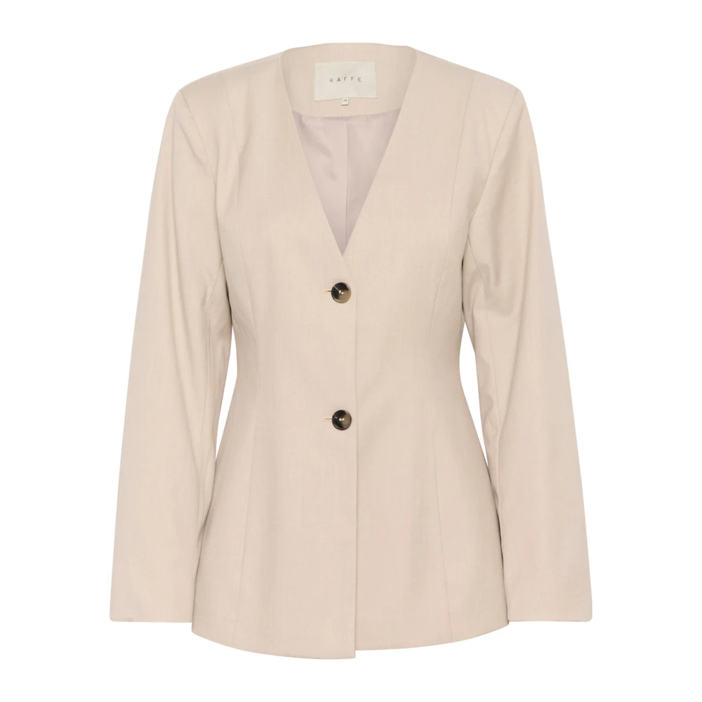 Kaffe Kraagloze Blazer Veergrijs Melange Beige Dames