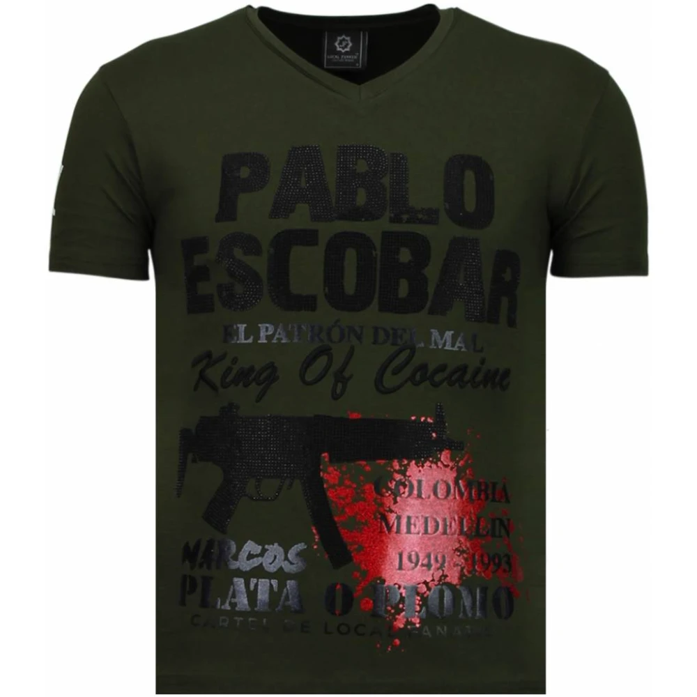 Pablo Escobar Narcos Rhinestone - Herre T-skjorte - 5782G