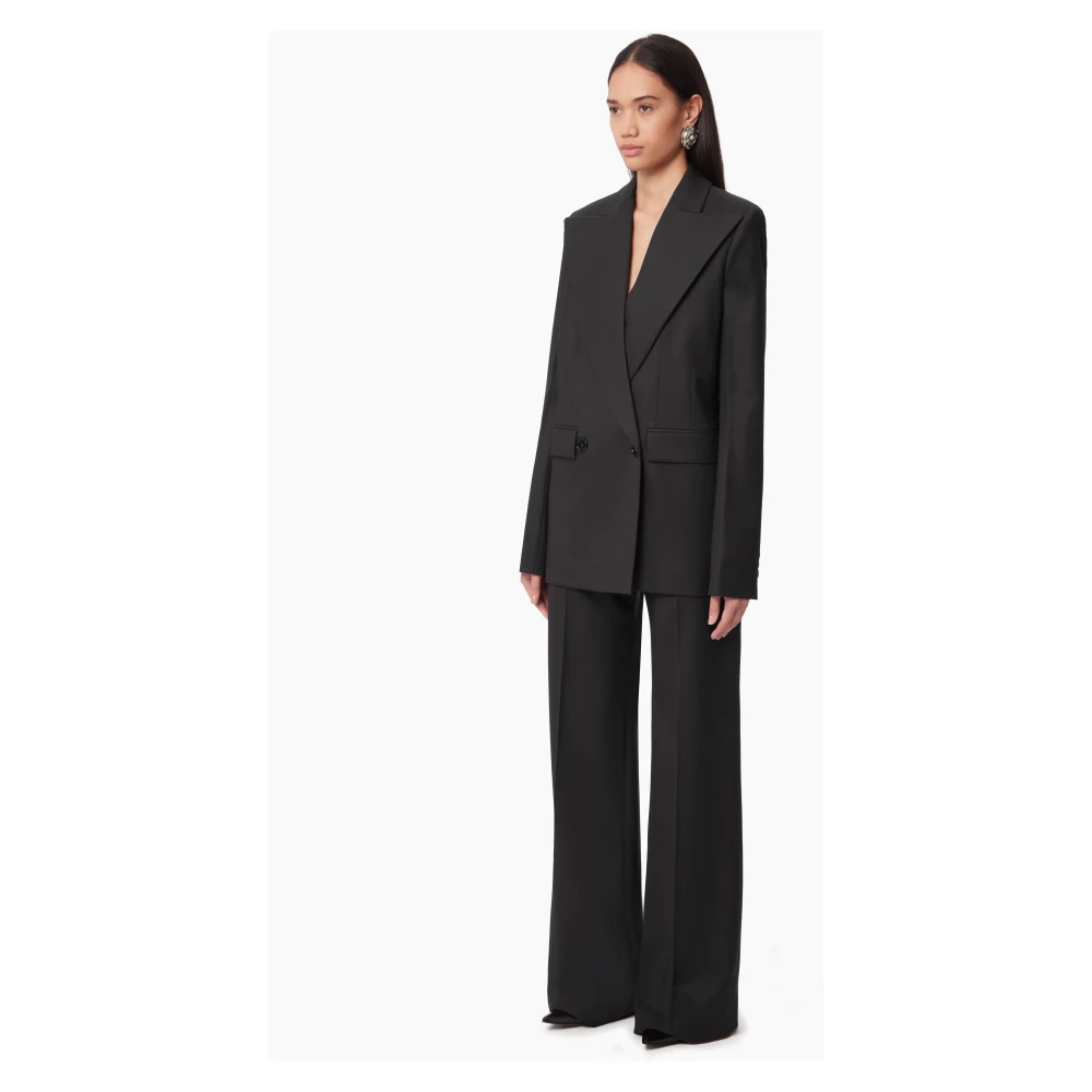 Nina Ricci Zwarte Wide Leg Wool Gabardine Broek Black Dames