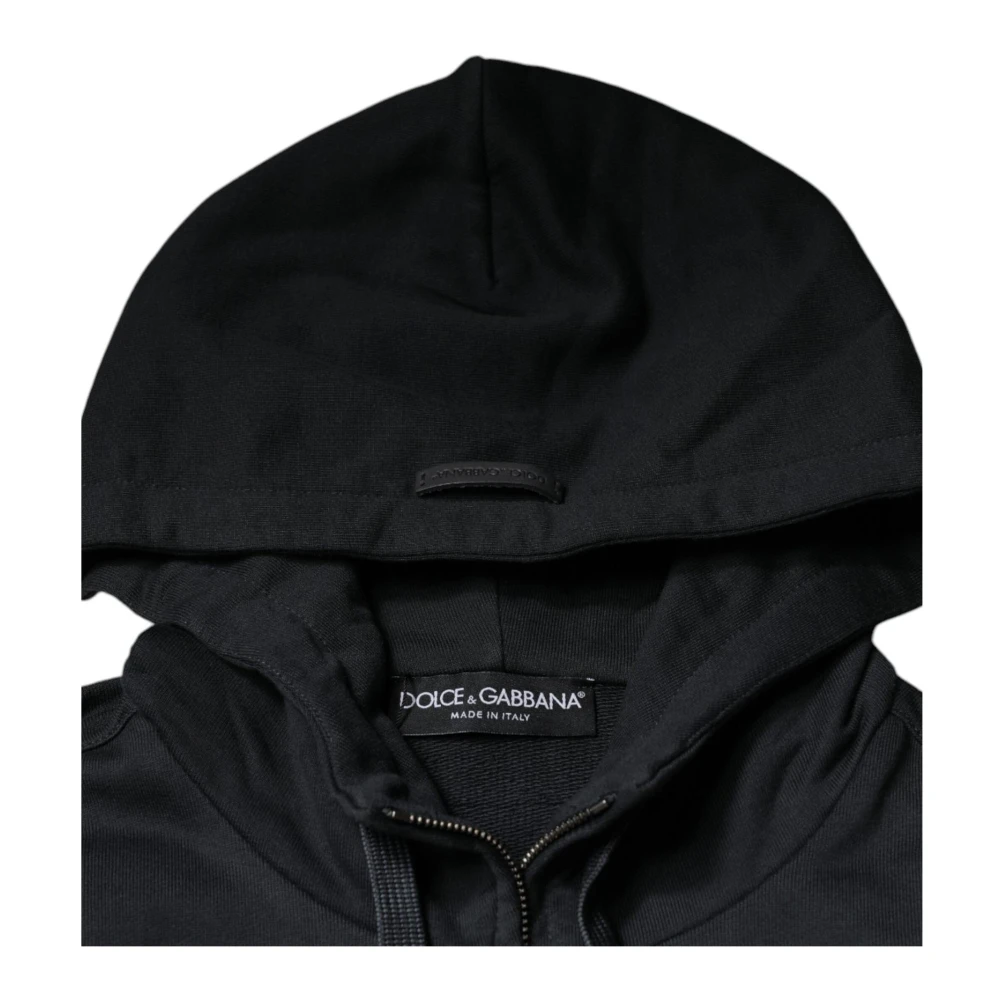 Dolce & Gabbana Zwarte Katoenen Rits Hoodie Black Heren