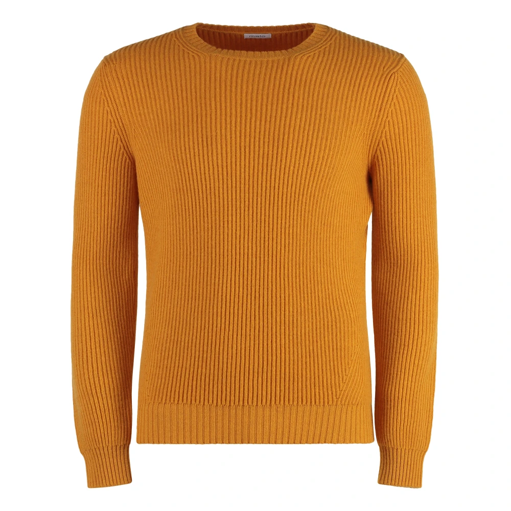 Malo Geribbelde kasjmier trui Orange Heren