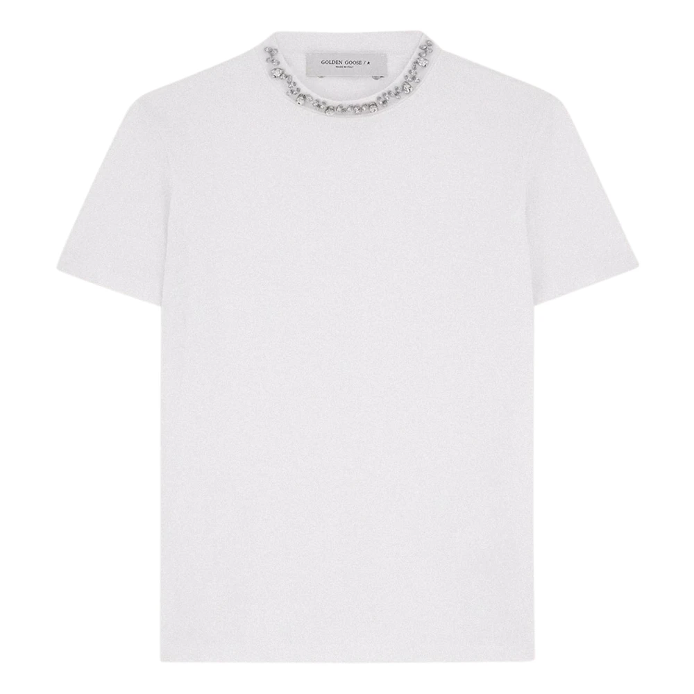 Golden Goose Women's White T-Shirts, Xs, Regular-Fit Distressed T-Shirt
