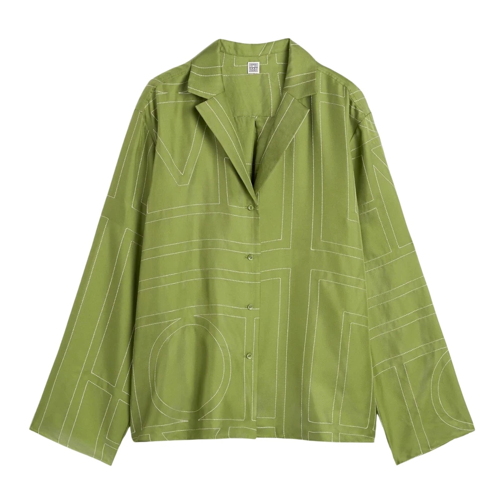 TotêMe Zijden Monogram PJ Top Green Dames