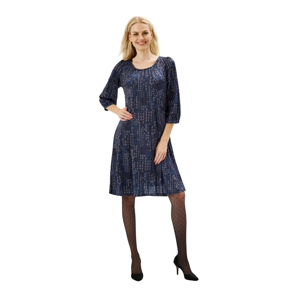 IN Front Blauwe Lucette Jurk met 3 4 Mouwen Blue Dames