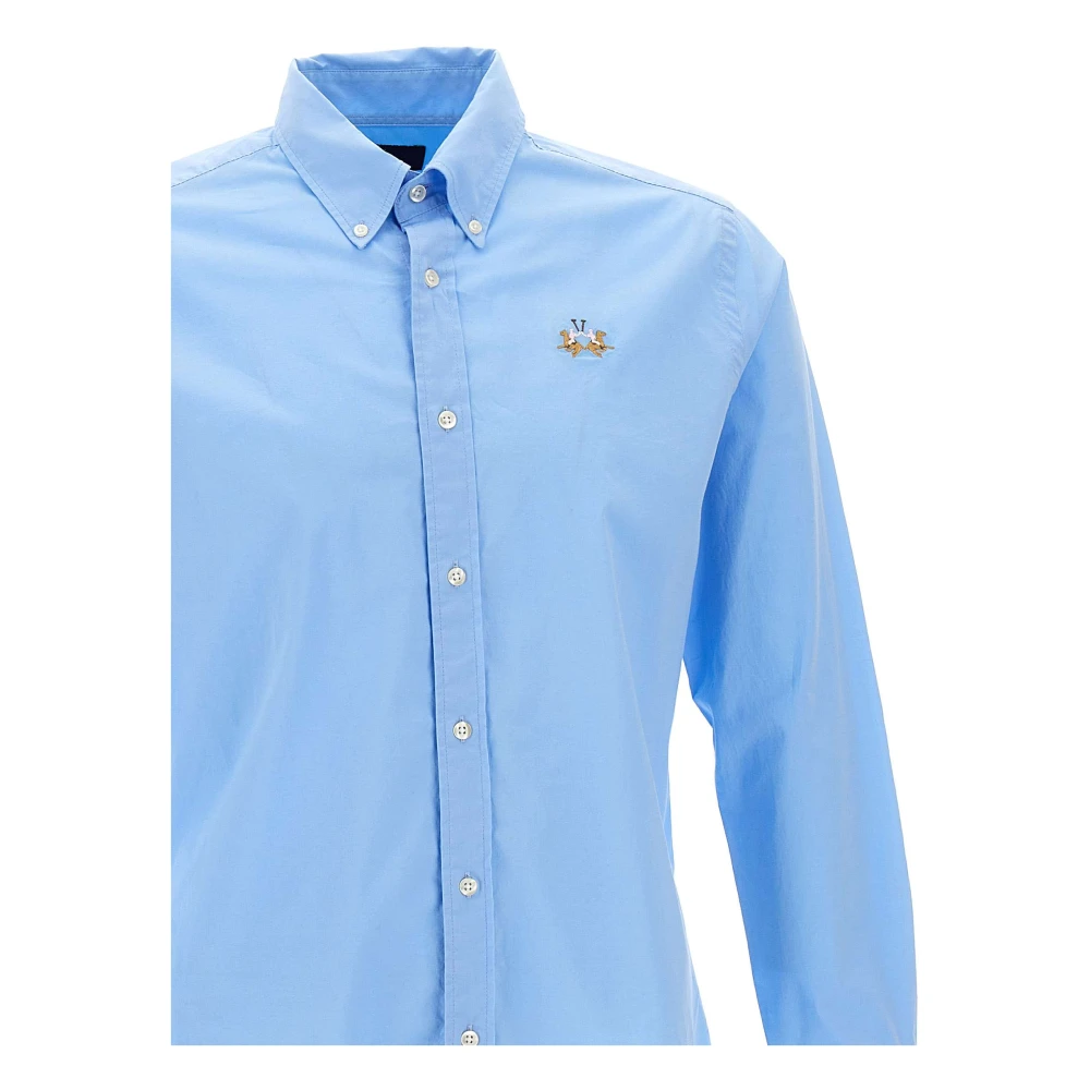 LA MARTINA Blauwe Stretch Katoenen Overhemd met Knopen Blue Heren