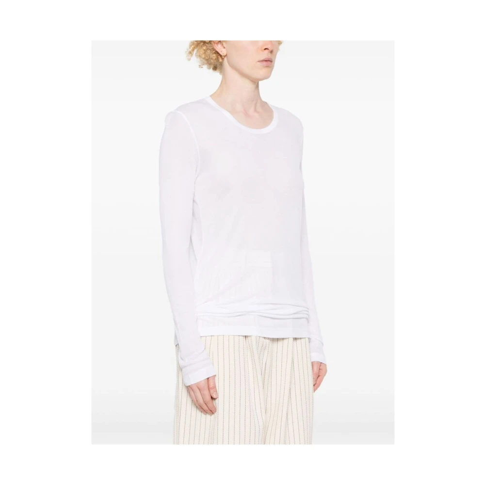 Khaite Witte Geribbelde Ronde Hals Trui White Dames