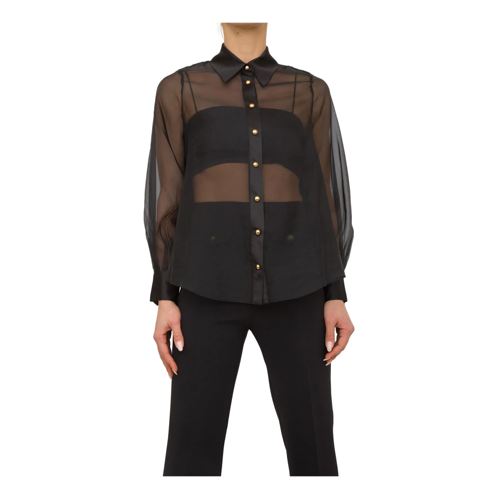 Nenette Zwarte Organza Shirt Black Dames