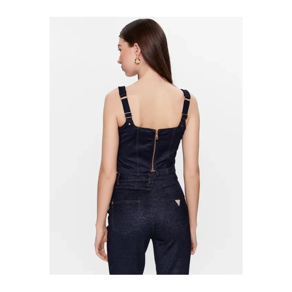 Guess Denim Korset Top Blauw Blue Dames