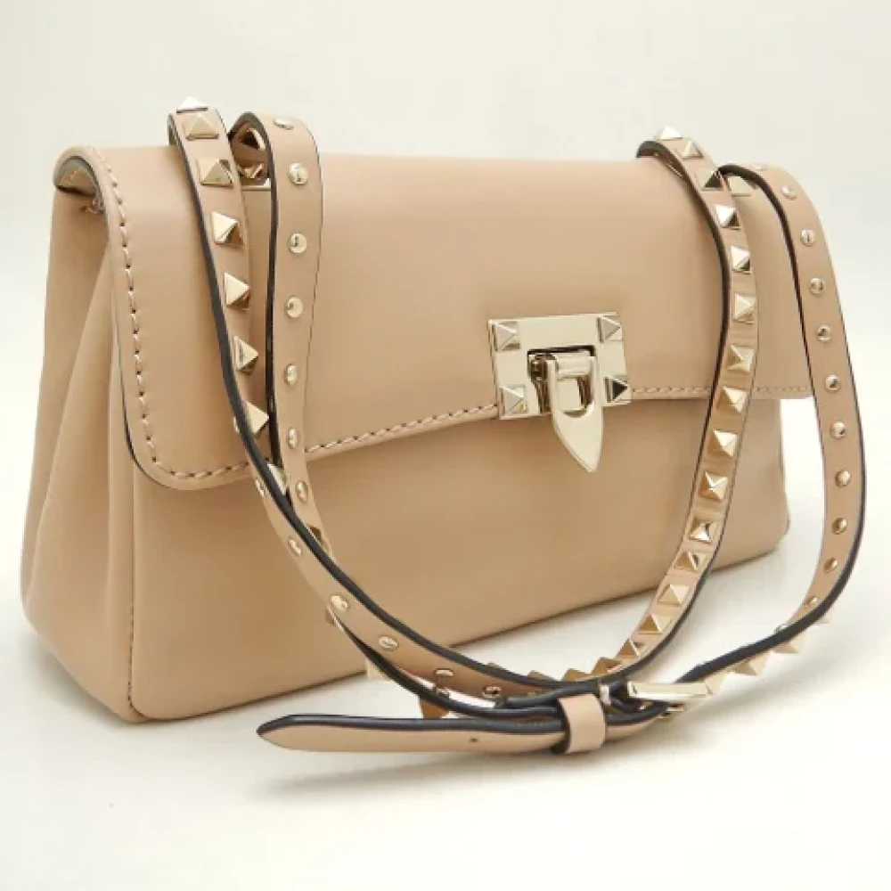Valentino Vintage Pre-owned Leather shoulder-bags Beige Dames