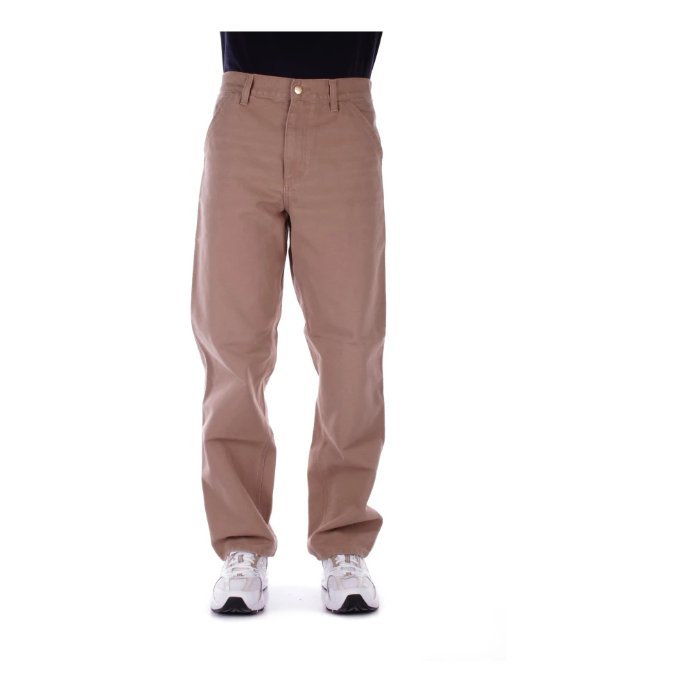 Carhartt WIP Logo Broek Rits Knoop Zakken Katoen Brown Heren