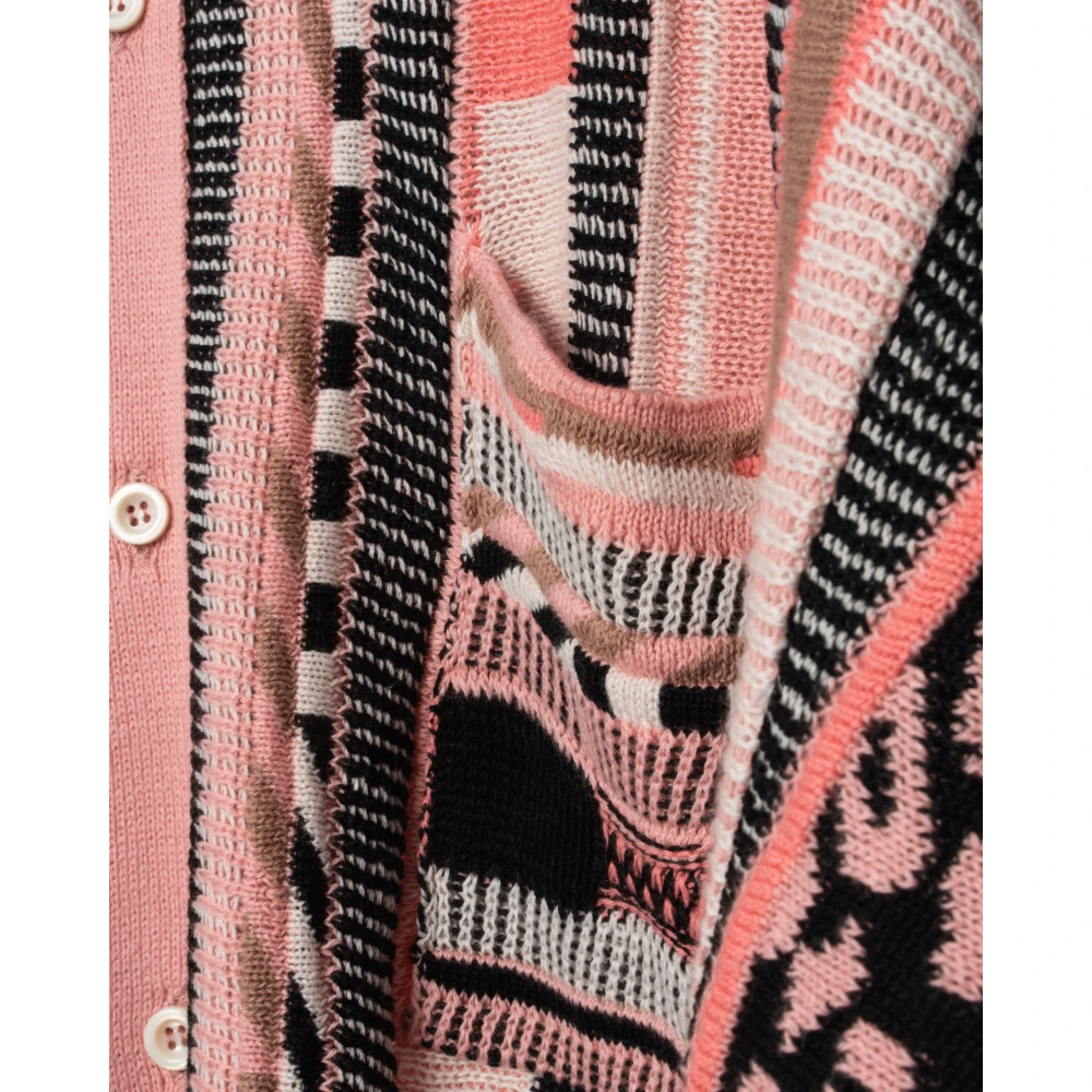 Laneus Luxe Jacquard Gebreid Poloshirt Pink Heren