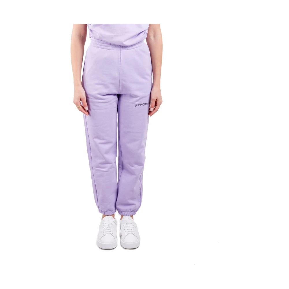 Hinnominate Hoge taille sweatpants met logo Purple Dames