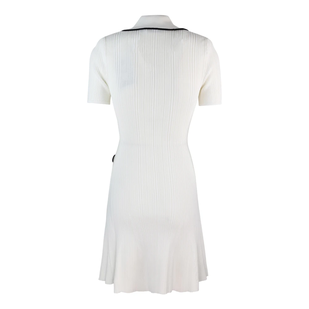 Self Portrait Korte Jurk Met Voorknoop Contrastbies White Dames